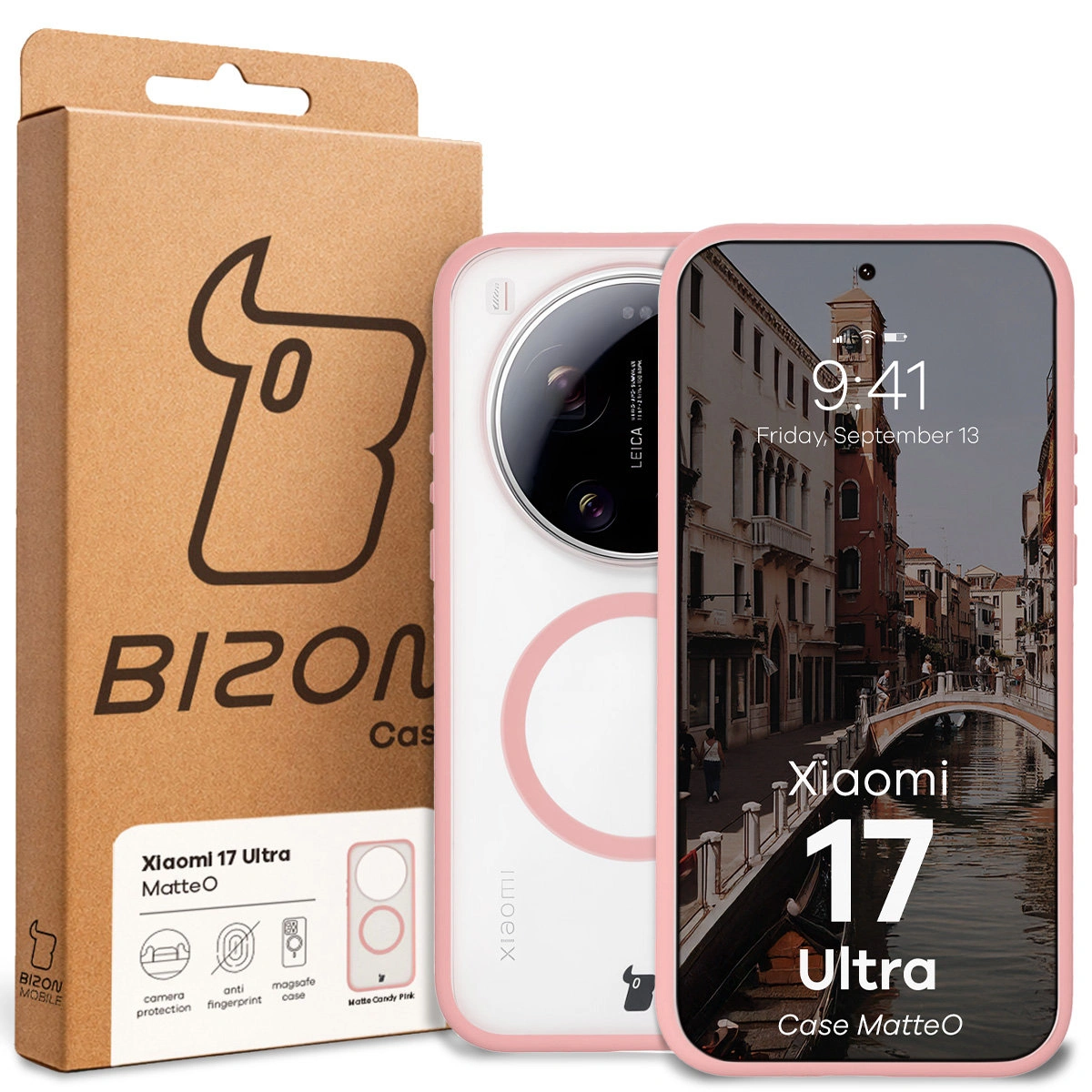 Front of the Bizon Case box with a dedicated label for Xiaomi 17 Ultra