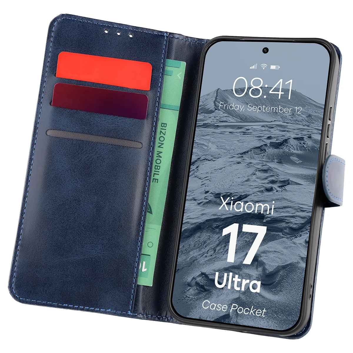 Etui z klapką z miejscem na karty Bizon Case Pocket do Xiaomi 17 Ultra
