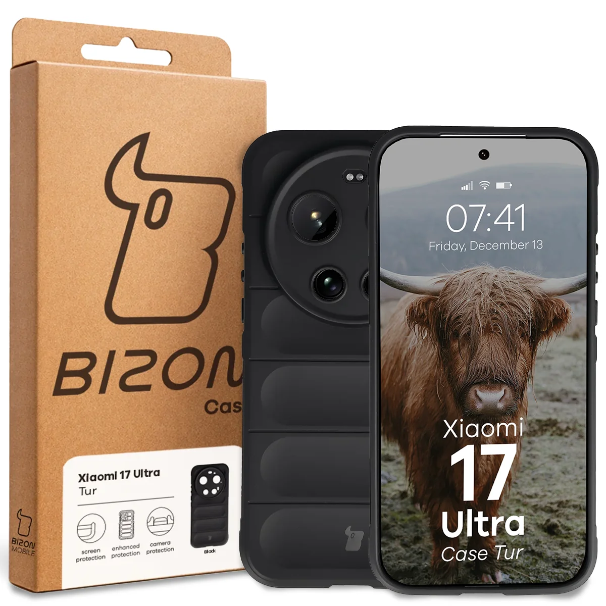 Front of the Bizon Case box with a dedicated label for Xiaomi 17 Ultra