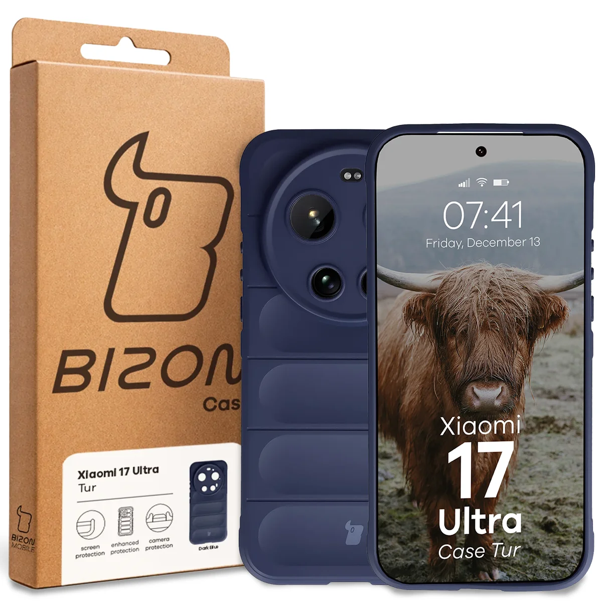 Front of the Bison Case box with a dedicated label for Xiaomi 17 Ultra