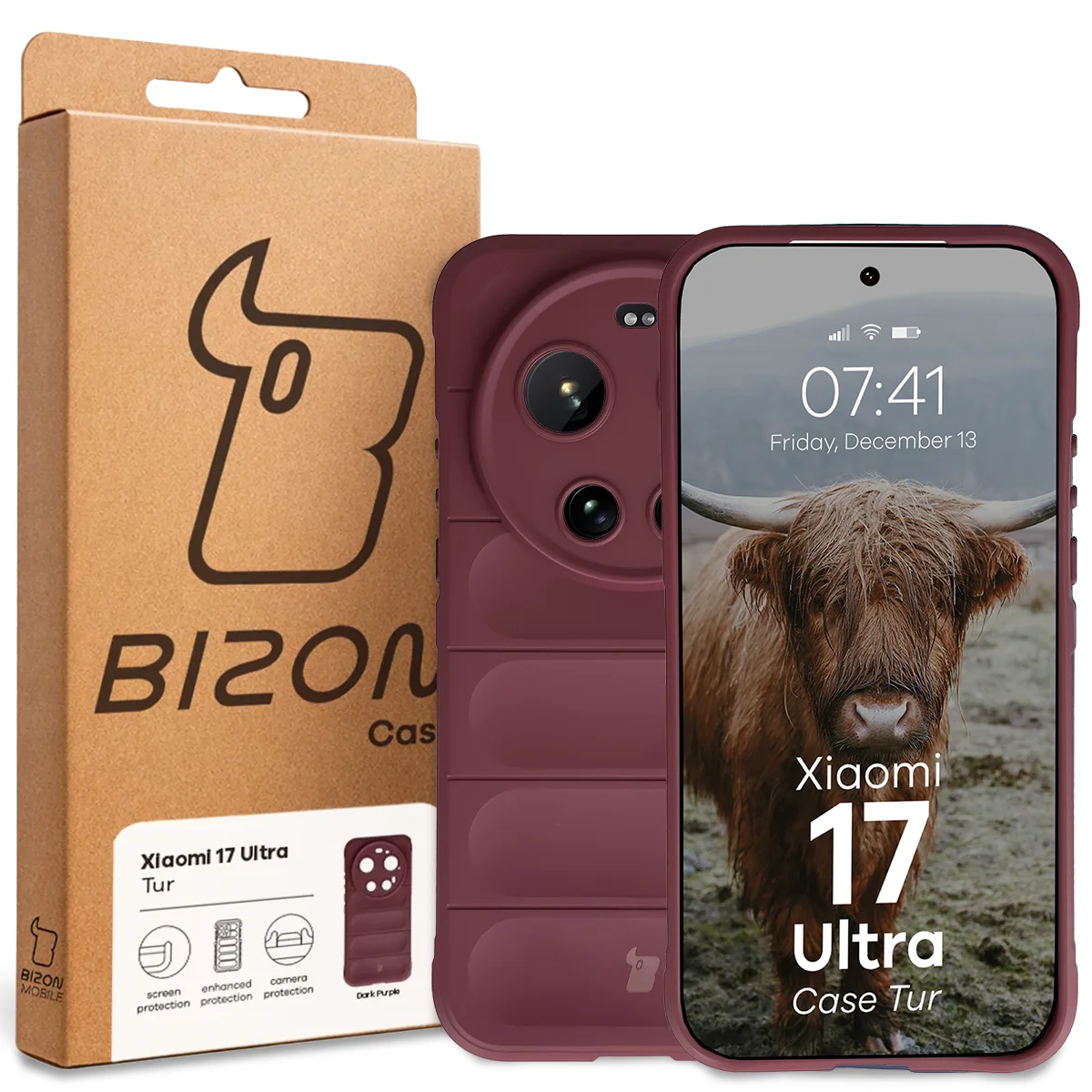 Front of the Bizon Case box with a dedicated label for Xiaomi 17 Ultra