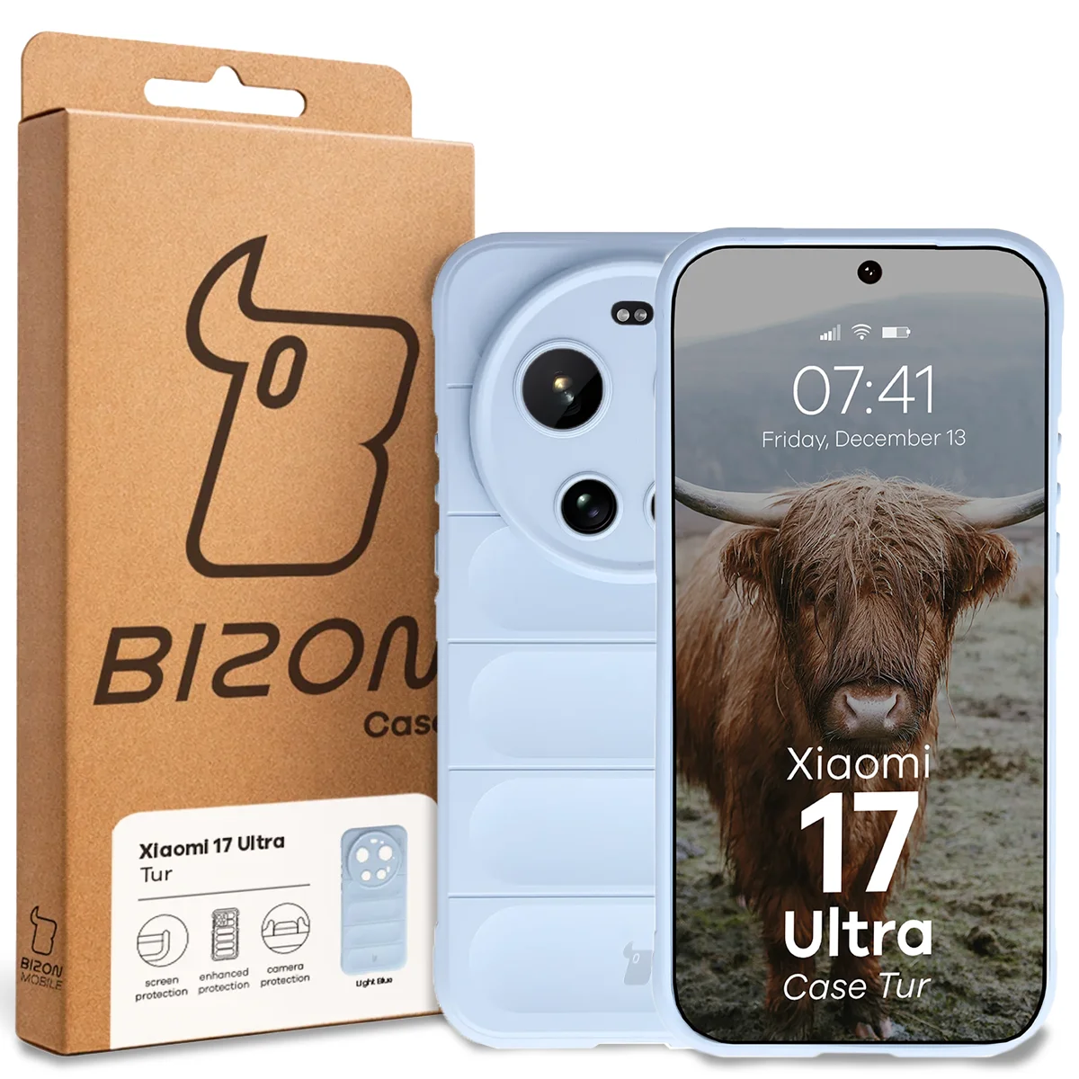 Front of the Bizon Case box with a dedicated label for Xiaomi 17 Ultra