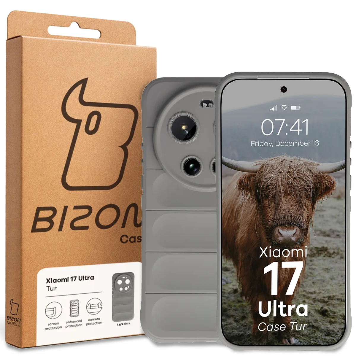 Front of the Bizon Case box with a dedicated label for Xiaomi 17 Ultra