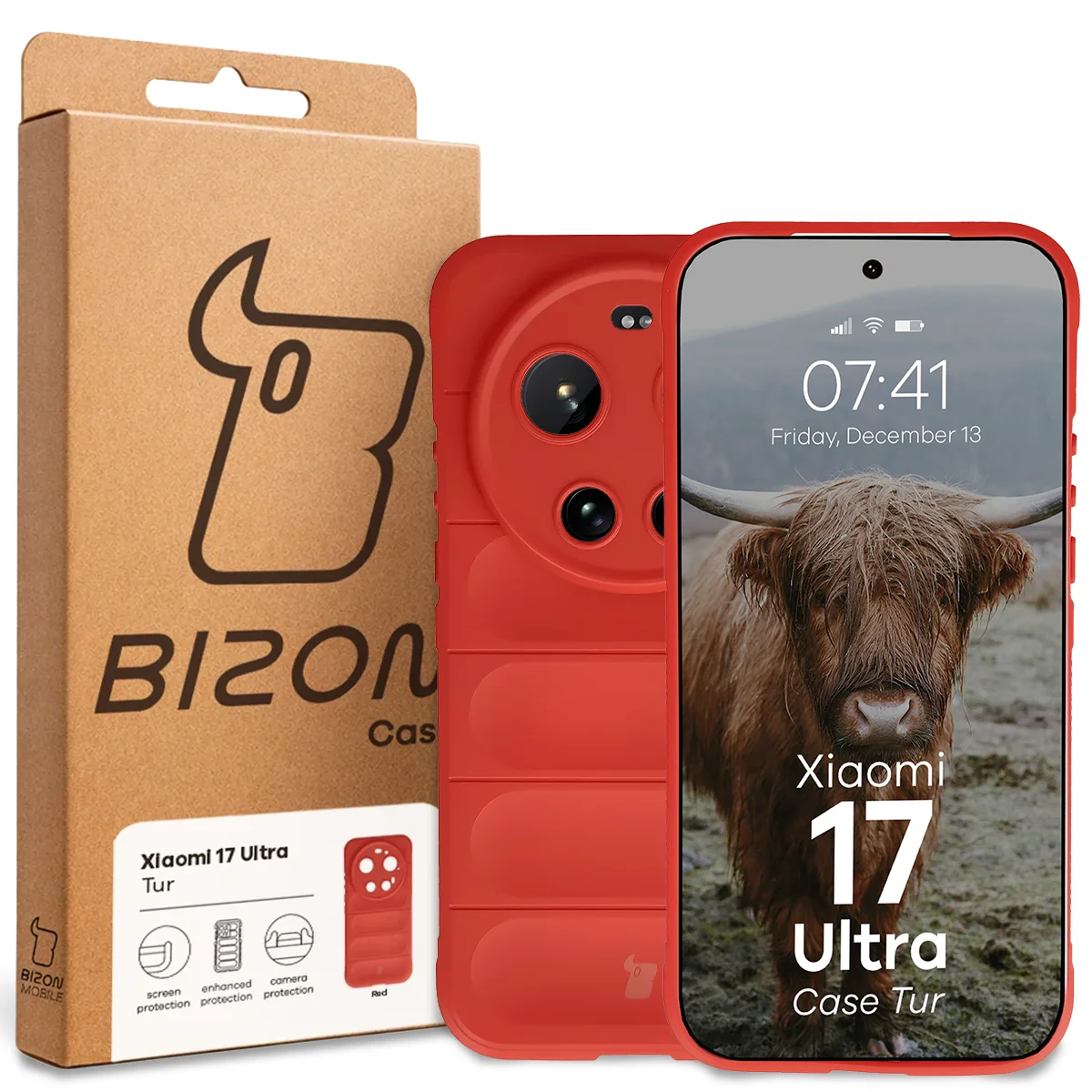 Front of the Bizon Case box with a dedicated label for Xiaomi 17 Ultra