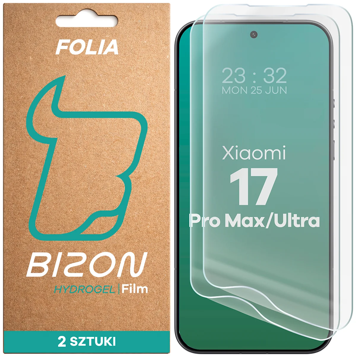 Pudełko i folia hydrożelowa na ekran Bizon Film Hydrogel Front Duo do Xiaomi 17 Ultra / Xiaomi 17 Pro Max