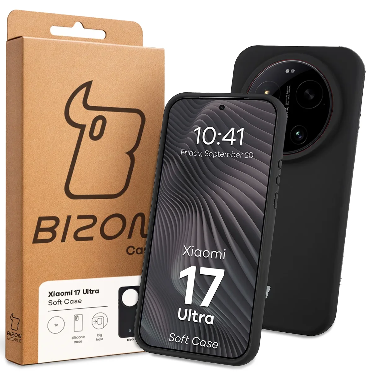 Front of the Bison Case box with a dedicated label for Xiaomi 17 Ultra