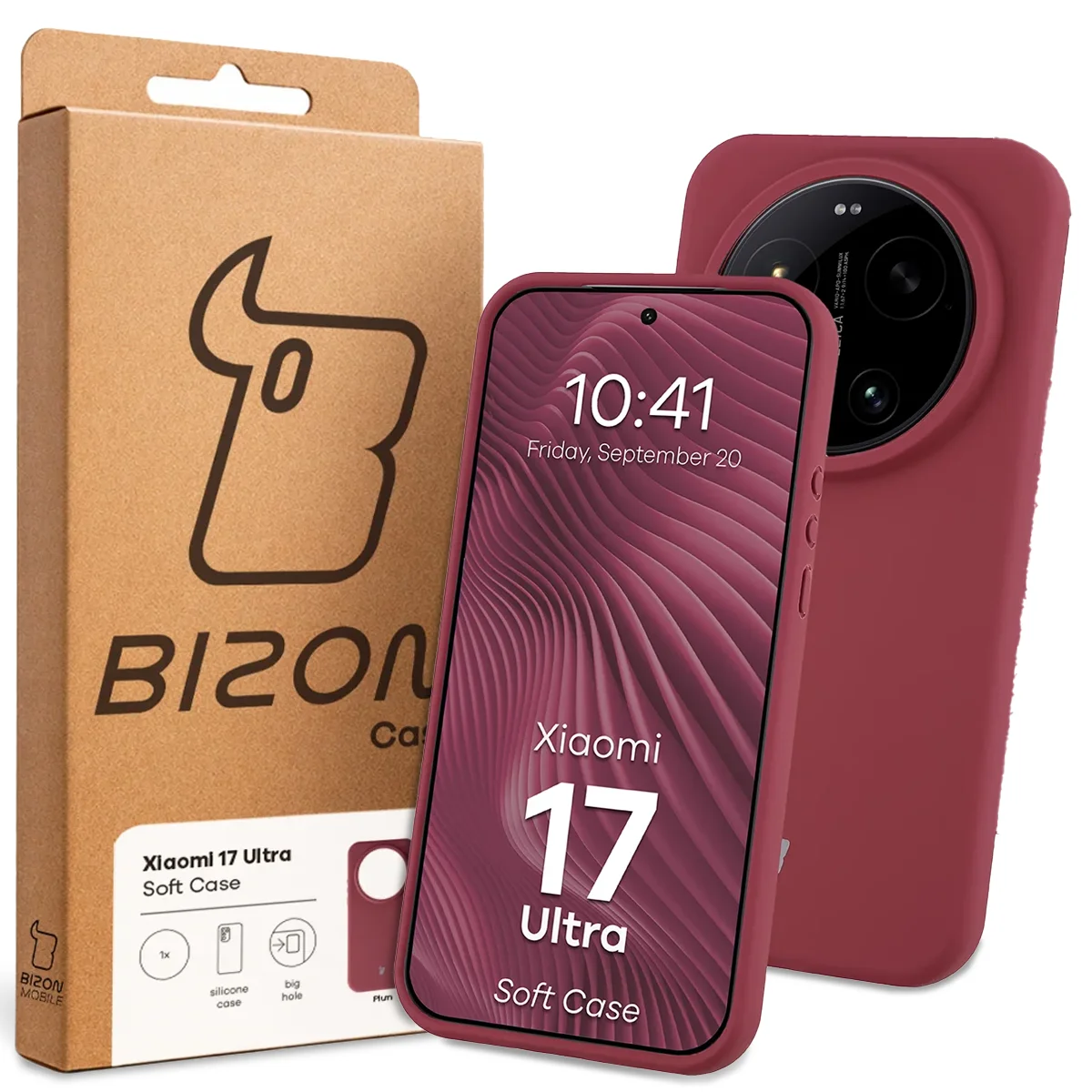 Front of the Bison Case box with a dedicated label for Xiaomi 17 Ultra