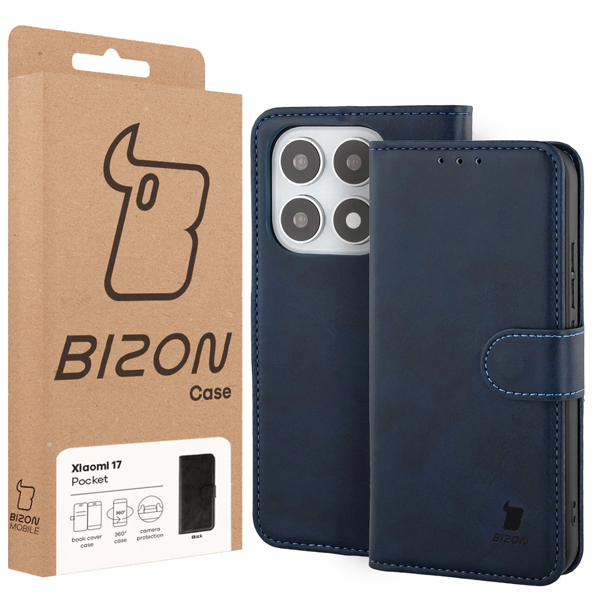 Vorderseite der Bison Case Box mit dediziertem Etikett für Xiaomi 17