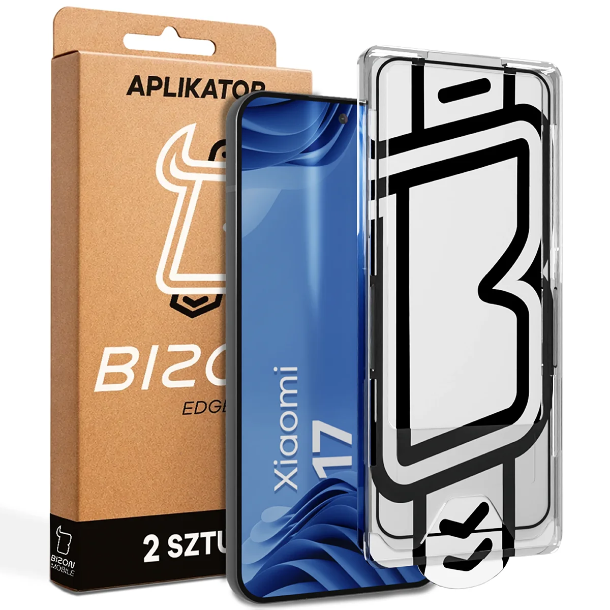 Szkło z aplikatorem Bizon Glass Aplikator Edge dla Xiaomi 17