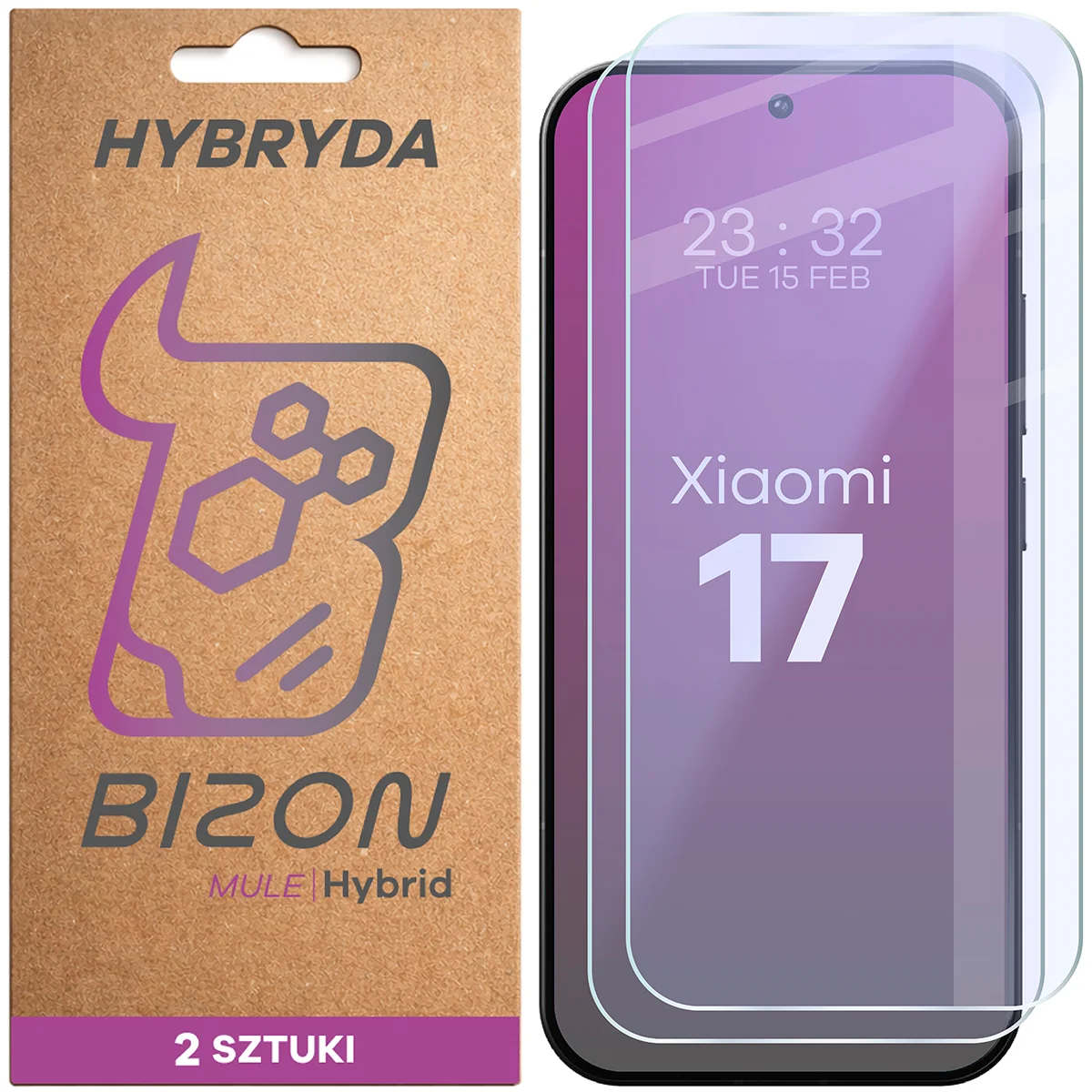 Flexible hybrid glass Bizon Hybrid Mule Duo for Xiaomi 17, 2 pieces