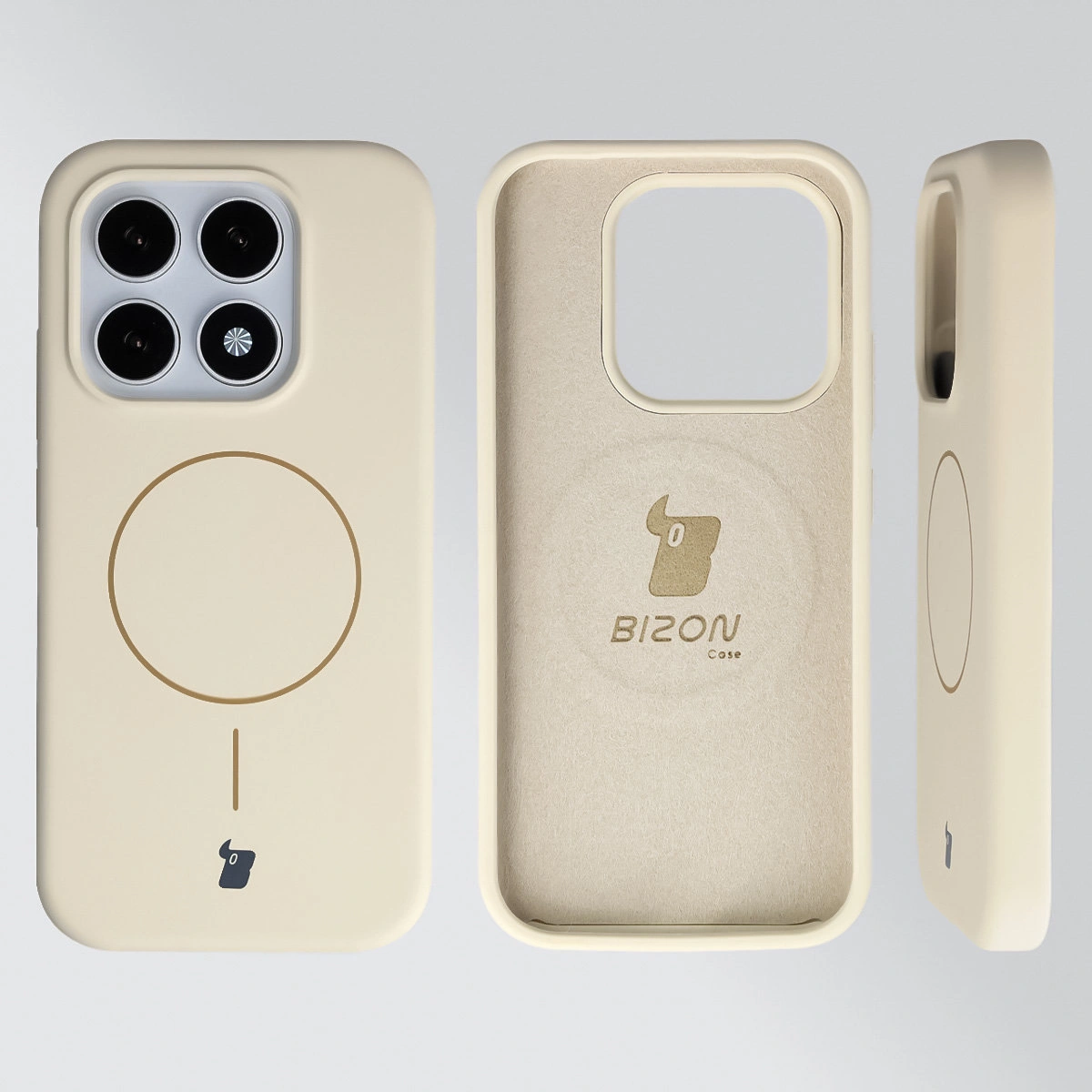 Konstrukcja etui Bizon Soft Case Magnetic: silikon, mikrofibra i zintegrowane osłony do Xiaomi 17