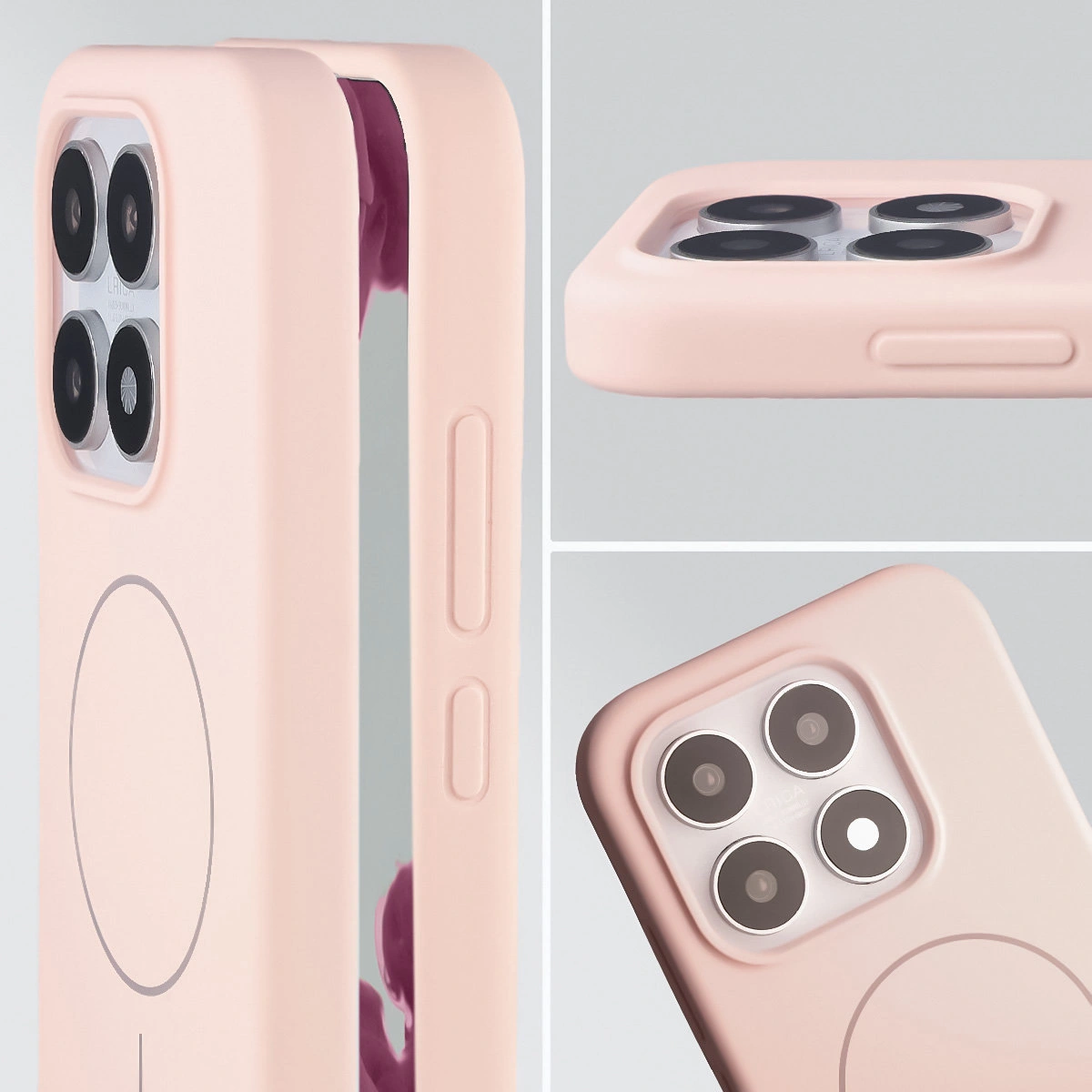 Zbliżenie na wycięcie na obiektywy w etui Bizon Soft Case do Xiaomi 17