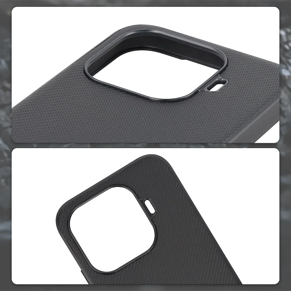 Raised camera edges and cutout for the camera in the Bizon Case CarbO for Xiaomi 17T Pro