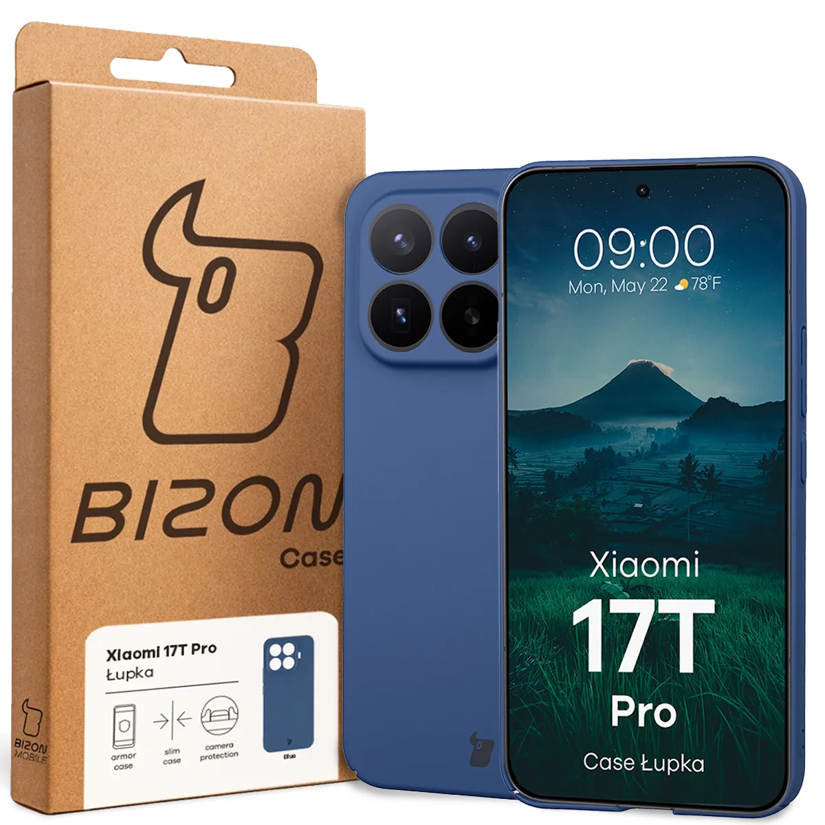 Vorderseite der Bizon Case Box mit dediziertem Etikett für das Xiaomi 17T Pro