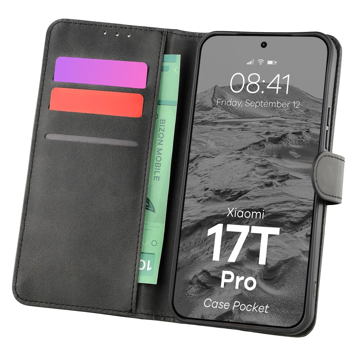 Etui mit Klappe und Platz für Karten Bizon Case Pocket für Xiaomi 17T Pro