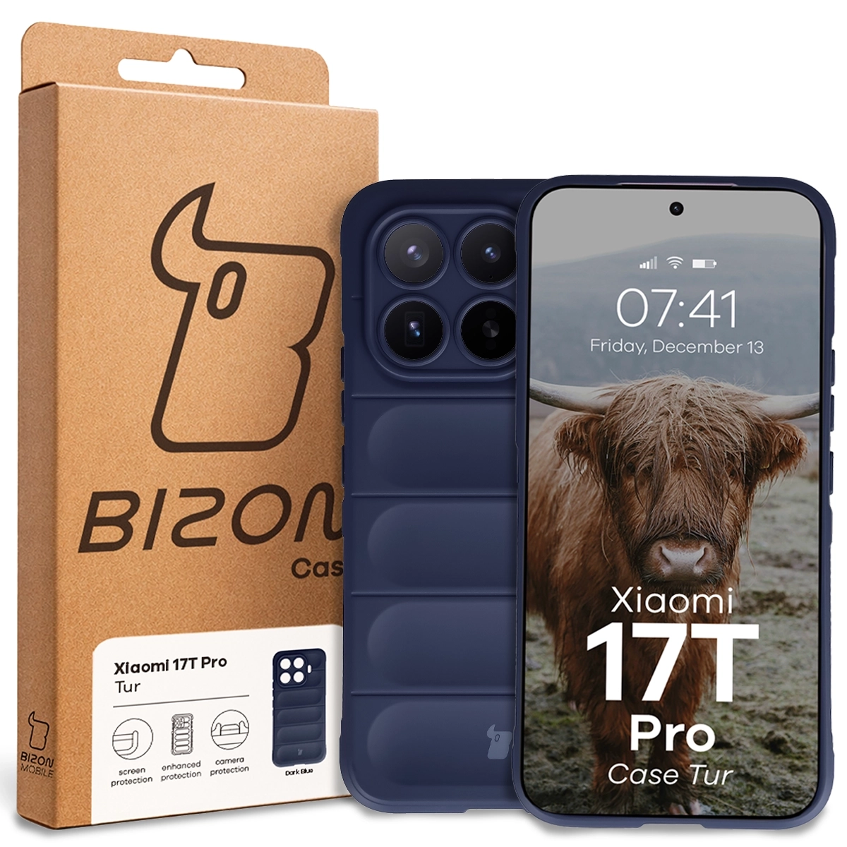 Front of the Bison Case box with a dedicated label for Xiaomi 17T Pro