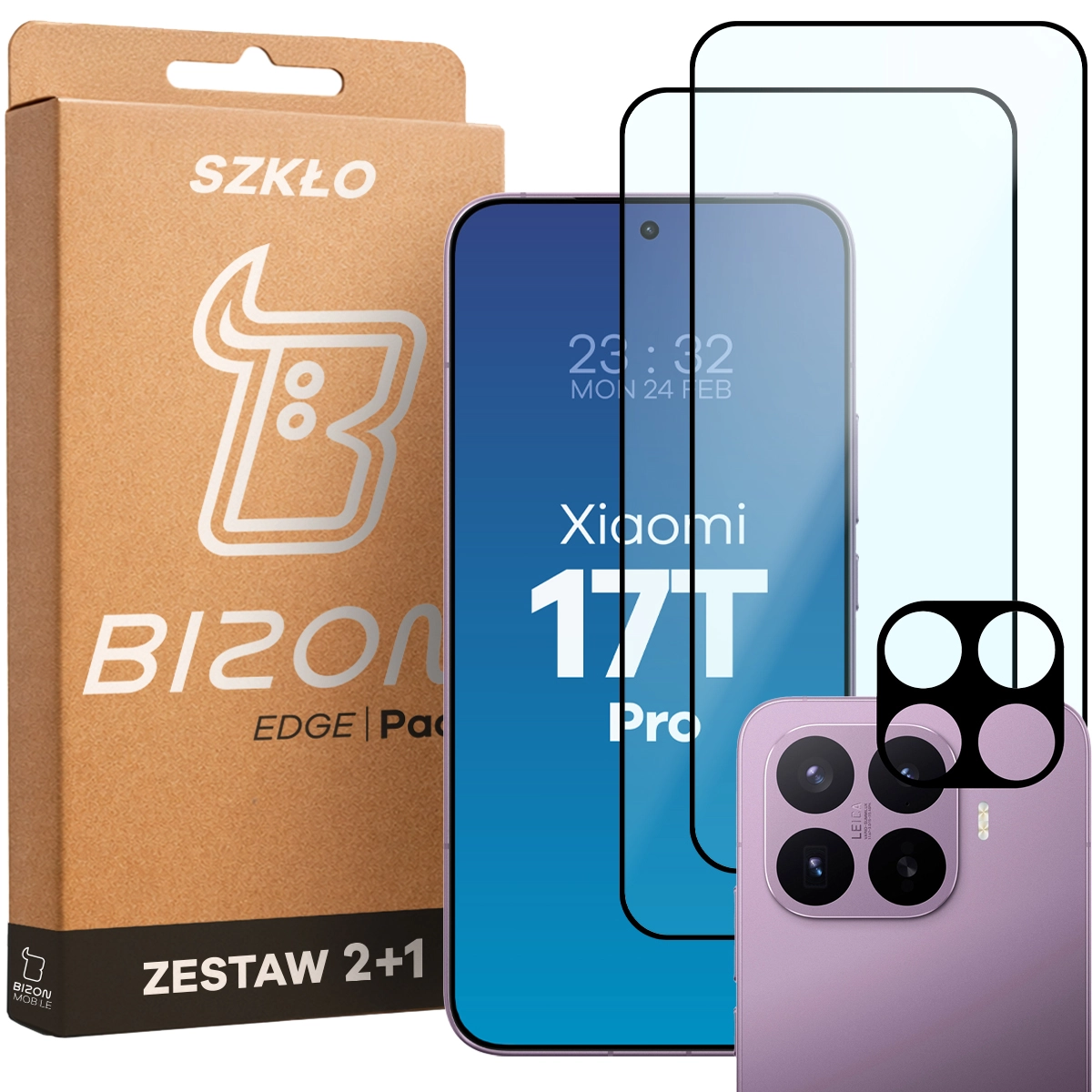 Box and set of glasses for Xiaomi 17T Pro: 2x tempered glass and lens