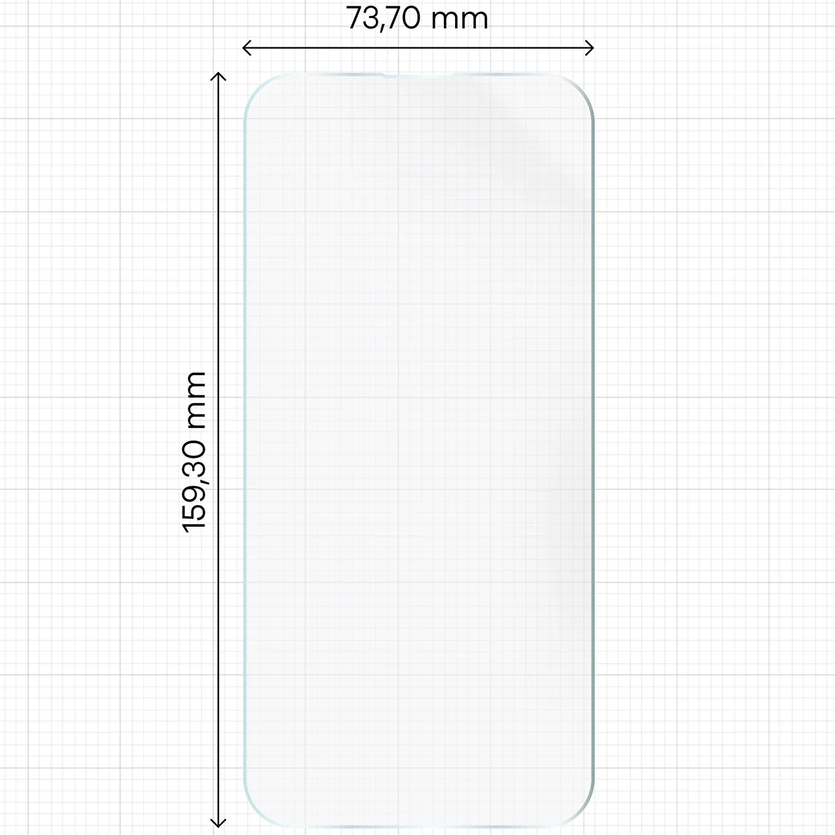 Measuring tape with dimensions of Bizon Film Hydrogel Front for Xiaomi 17T Pro