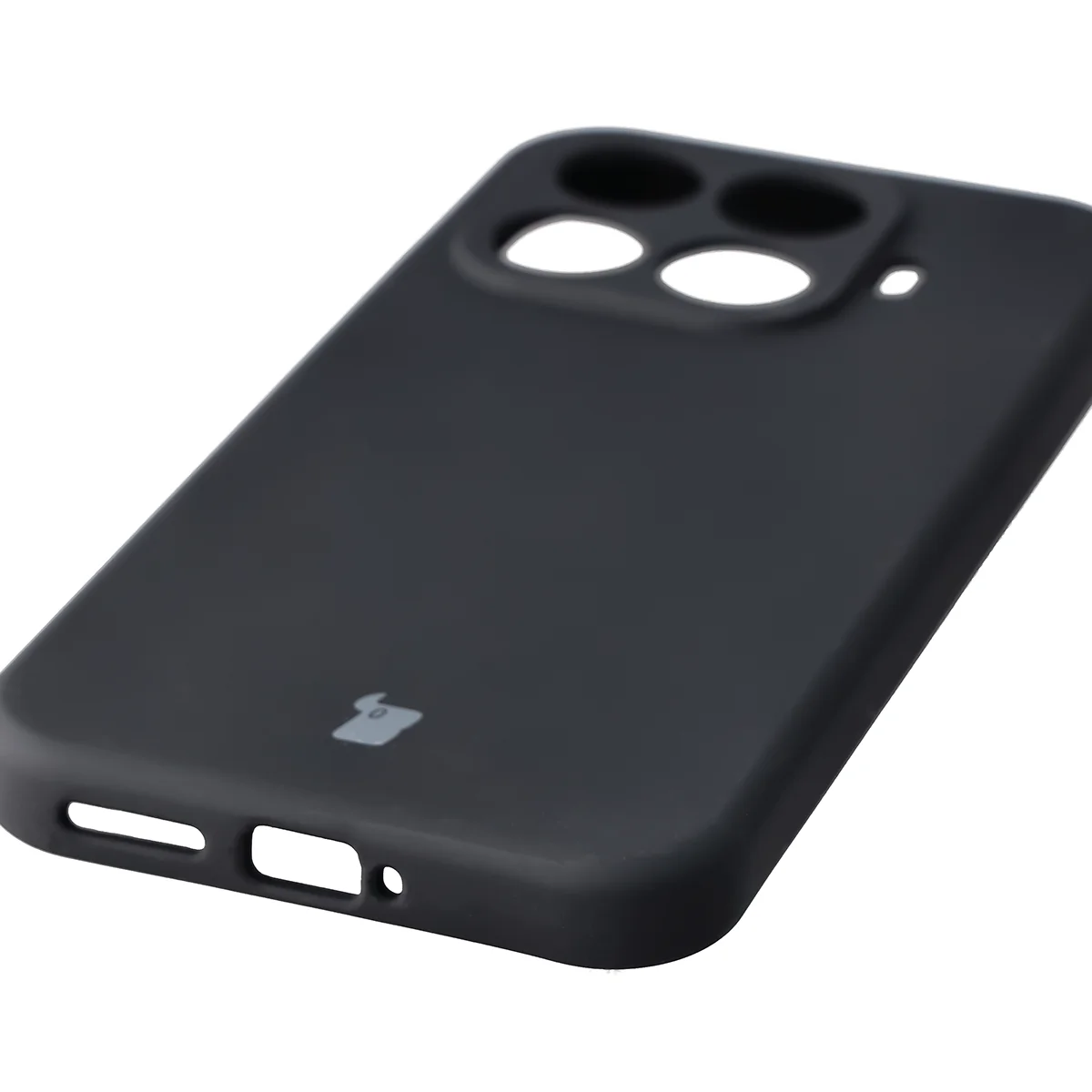 Close-up of precise cutouts and wireless charging capability in the Bison Soft Case for Xiaomi 17T Pro