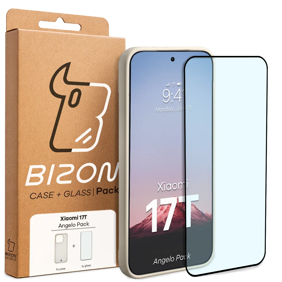 Front of the Bizon Case Angelo Pack box with a dedicated label for Xiaomi 17T