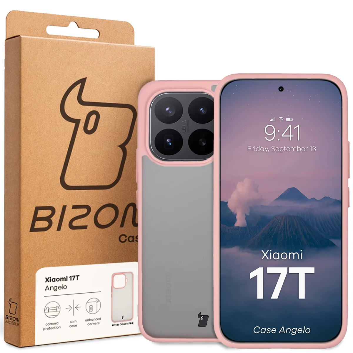 A Bizon Case elülső oldala a Xiaomi 17T-hez készült címkével