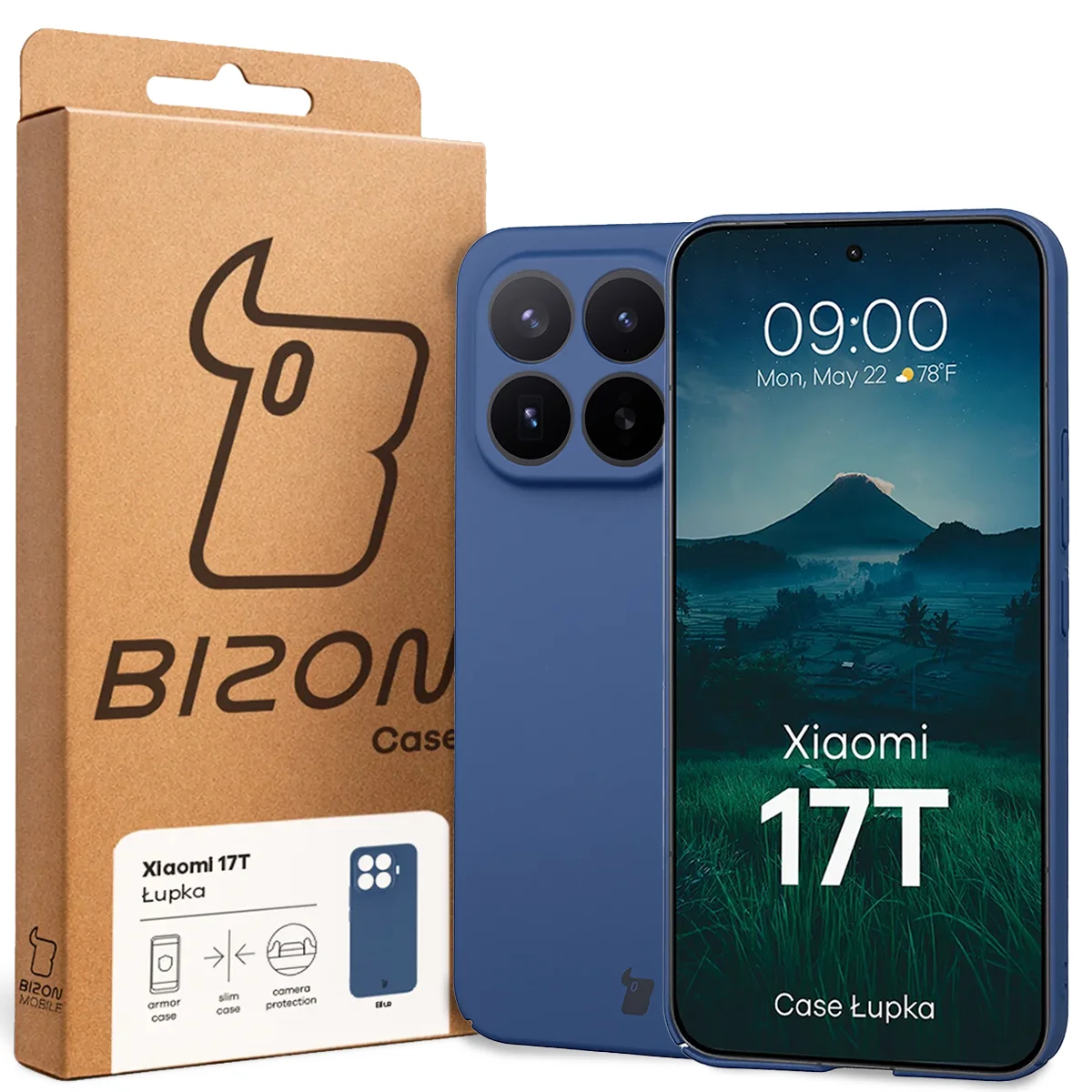 Vorderseite der Bizon Case Verpackung mit dediziertem Etikett für Xiaomi 17T
