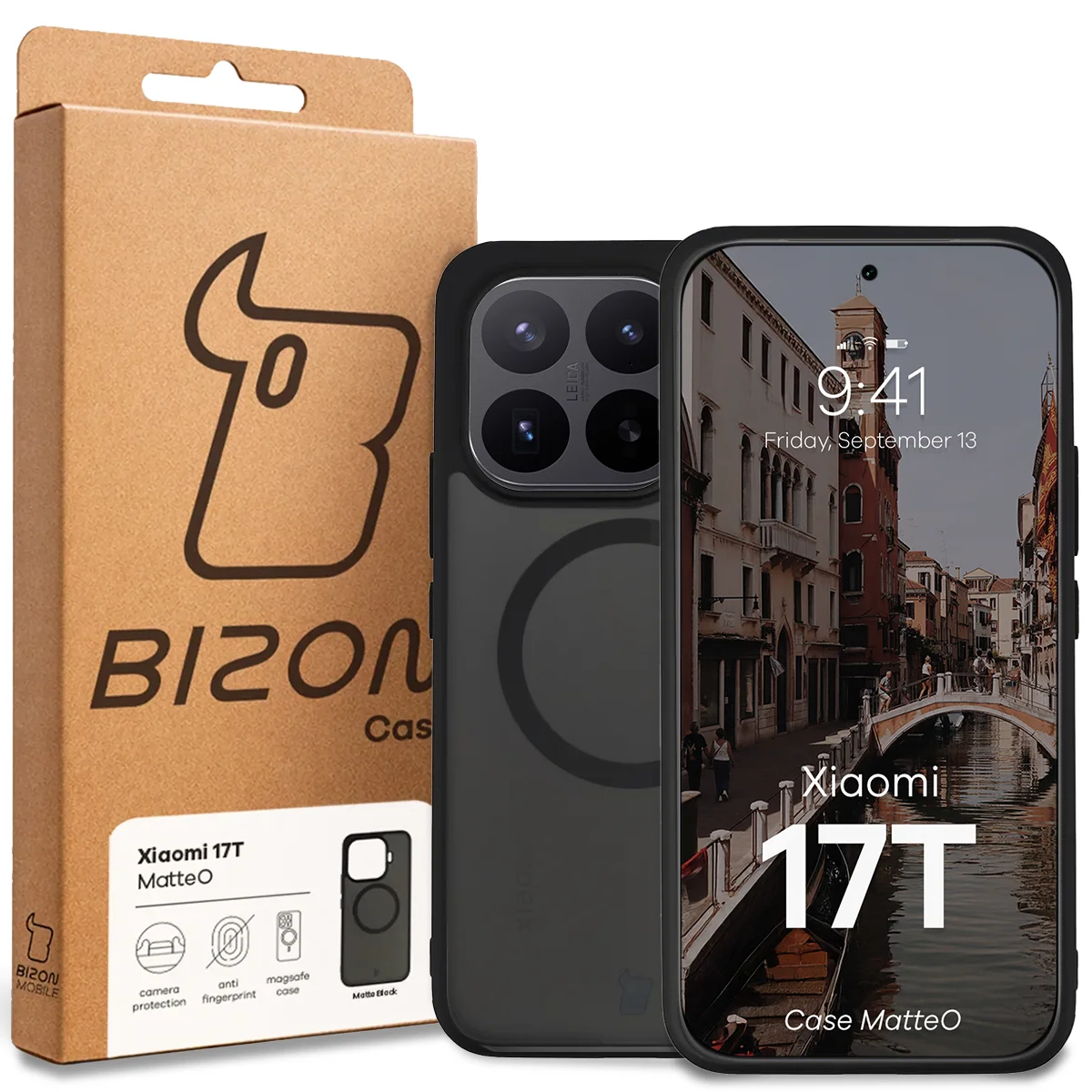 A Bizon Case doboz eleje a Xiaomi 17T-hez készült címkével