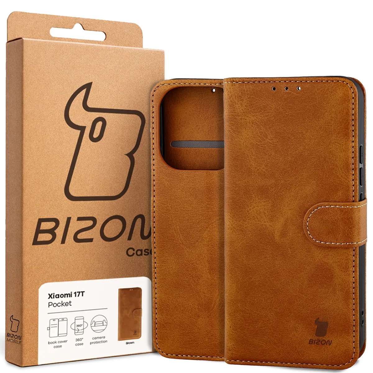 Przód pudełka Bizon Case z dedykowaną etykietą do Xiaomi 17T