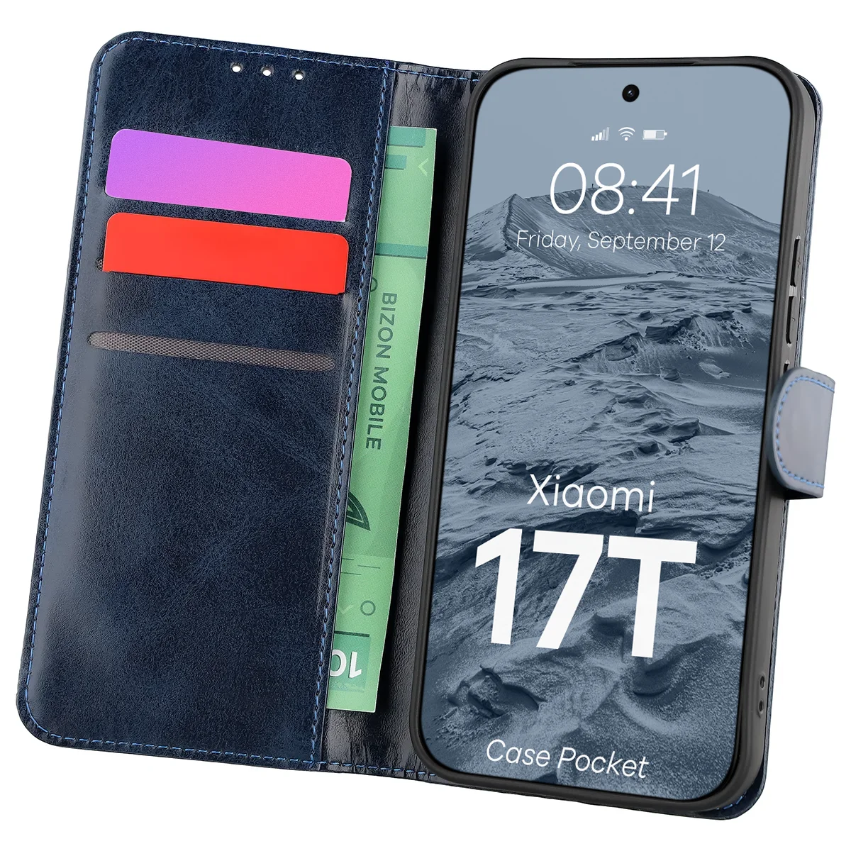 Etui z klapką z miejscem na karty Bizon Case Pocket do Xiaomi 17T