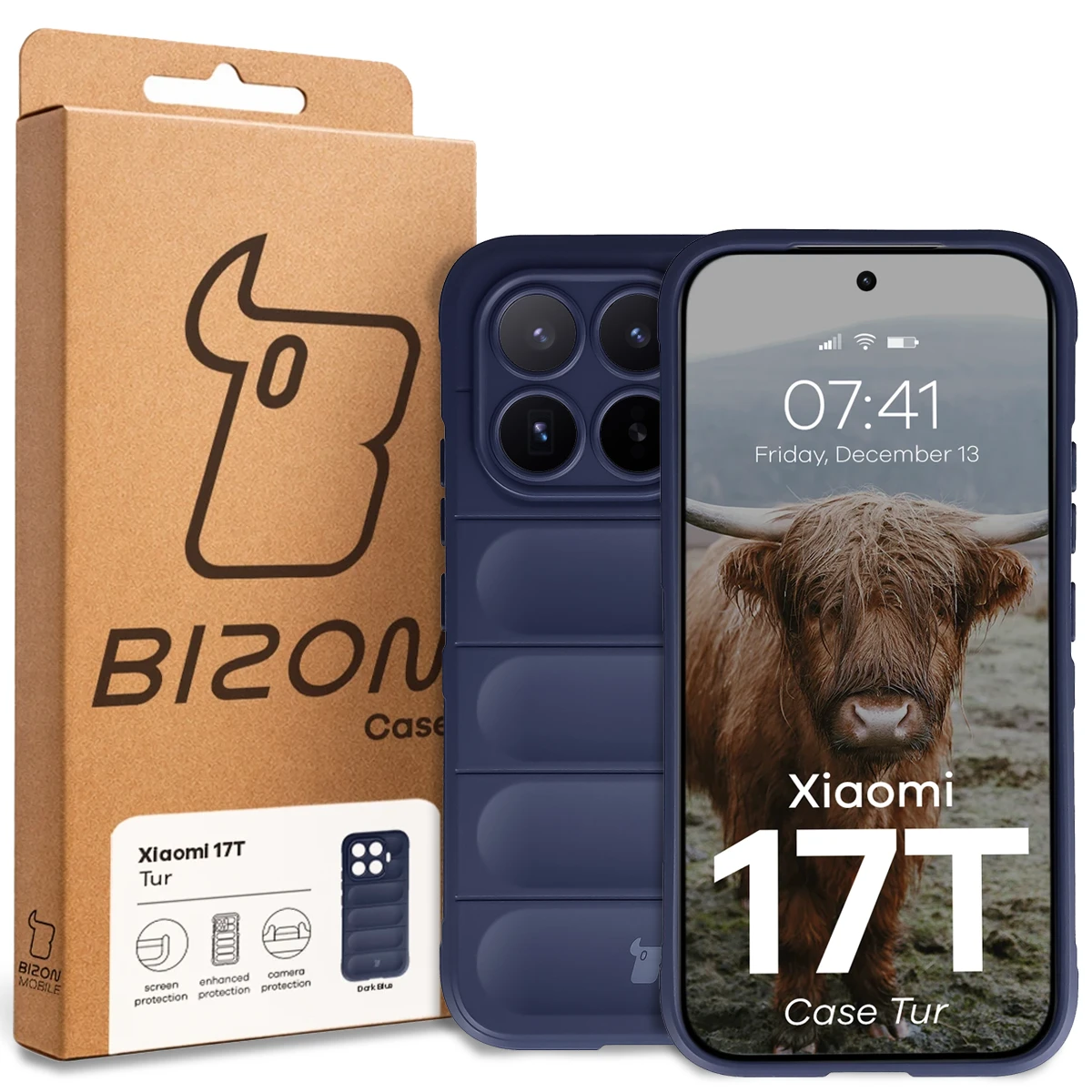 Front of the Bizon Case box with a dedicated label for Xiaomi 17T