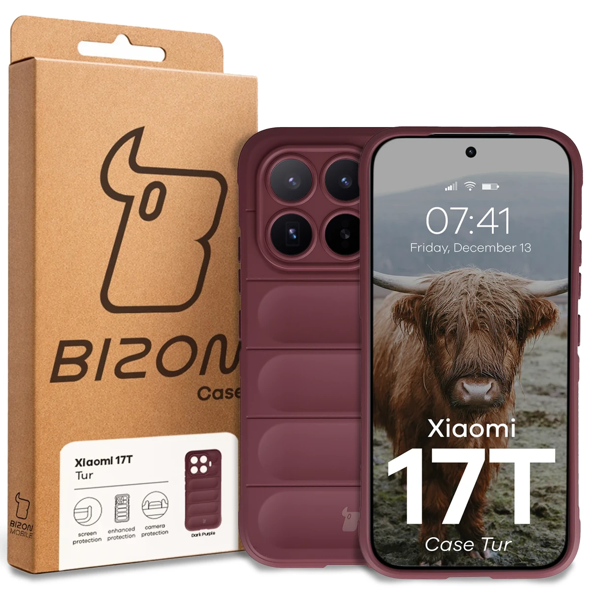 Front of the Bison Case box with a dedicated label for Xiaomi 17T