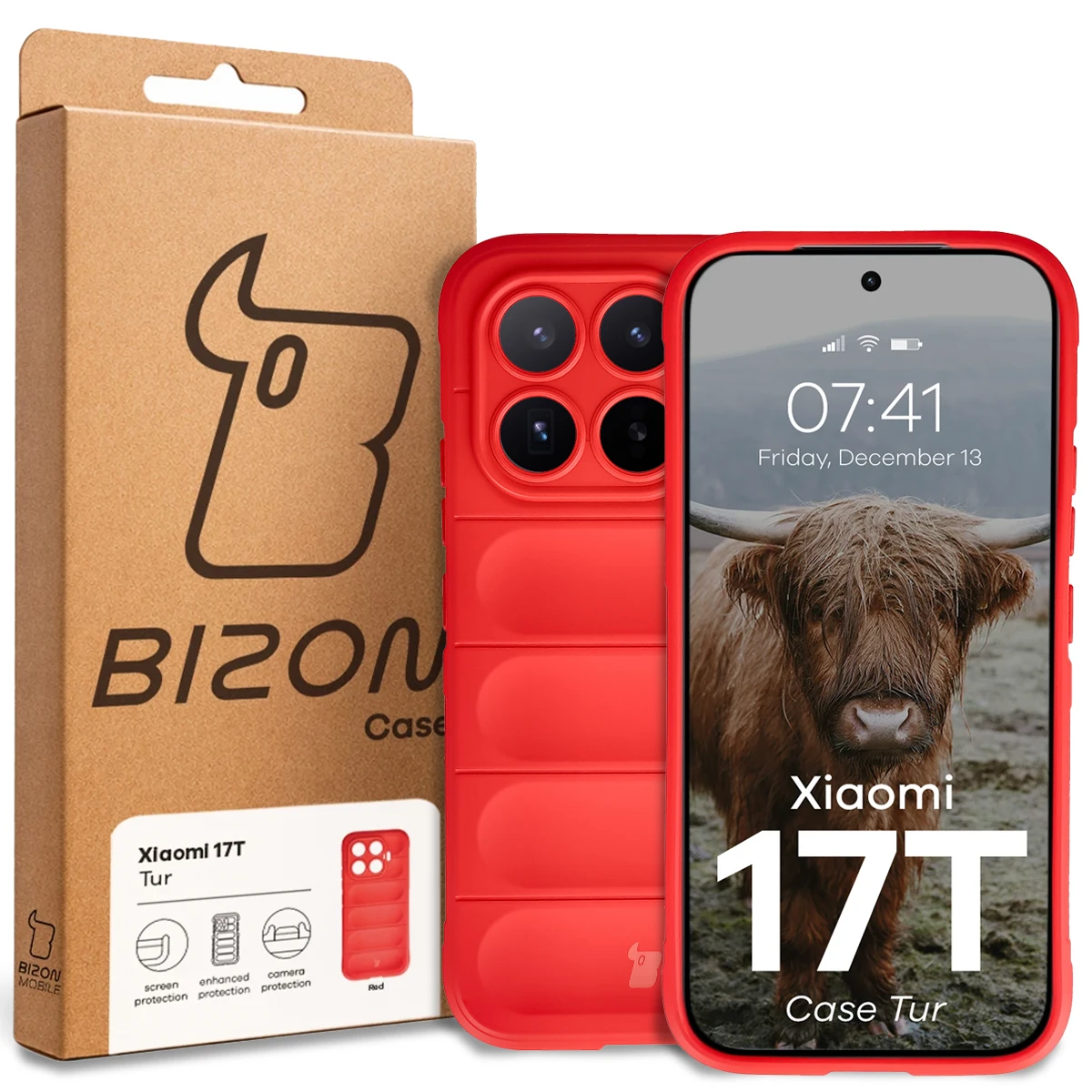 Front of the Bison Case box with a dedicated label for Xiaomi 17T