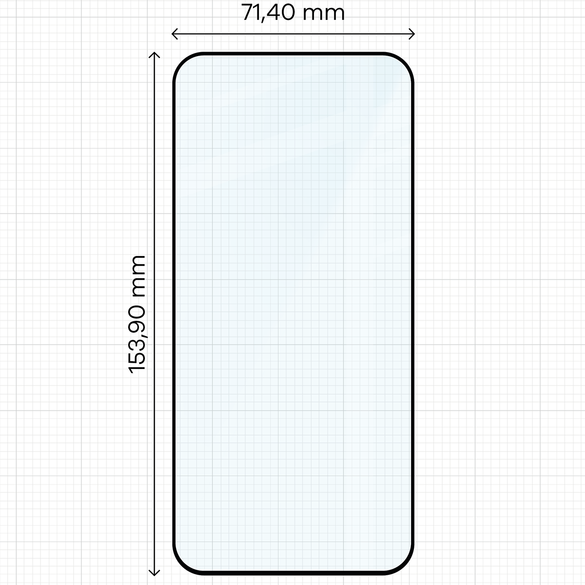 Glass dimensions on a ruler for Xiaomi 17T