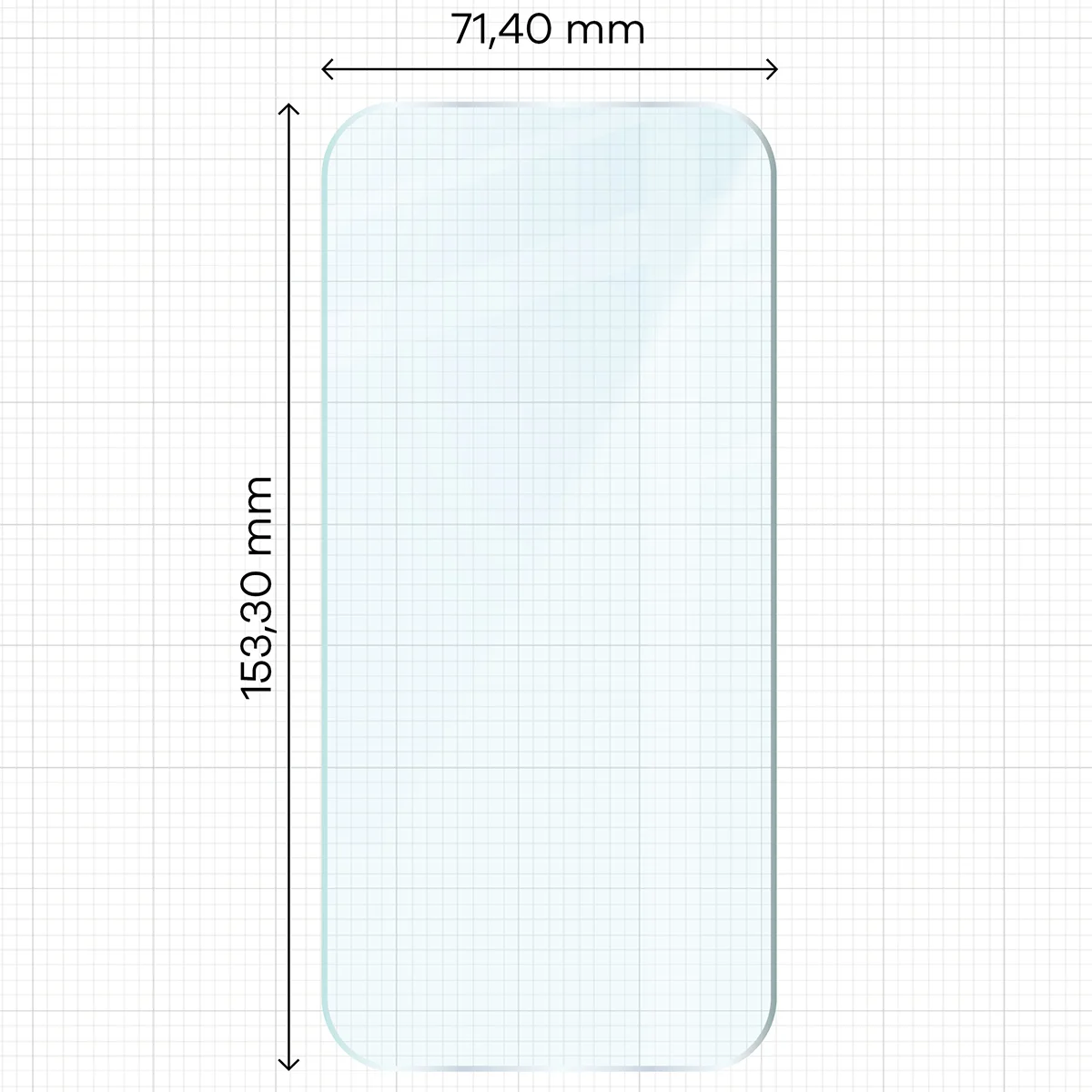 Measuring tool with dimensions of Bison Glass Clear tempered glass for Xiaomi 17T
