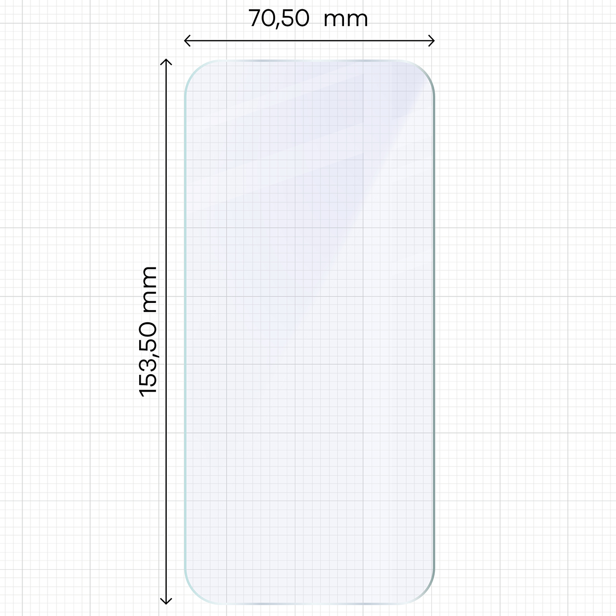Mérőszalag a Bizon Hybrid Mule hibrid üveg méreteivel Xiaomi 17T-hez