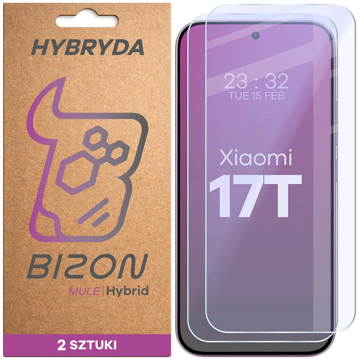 Flexible hybrid glass Bizon Hybrid Mule Duo for Xiaomi 17T, 2 pieces