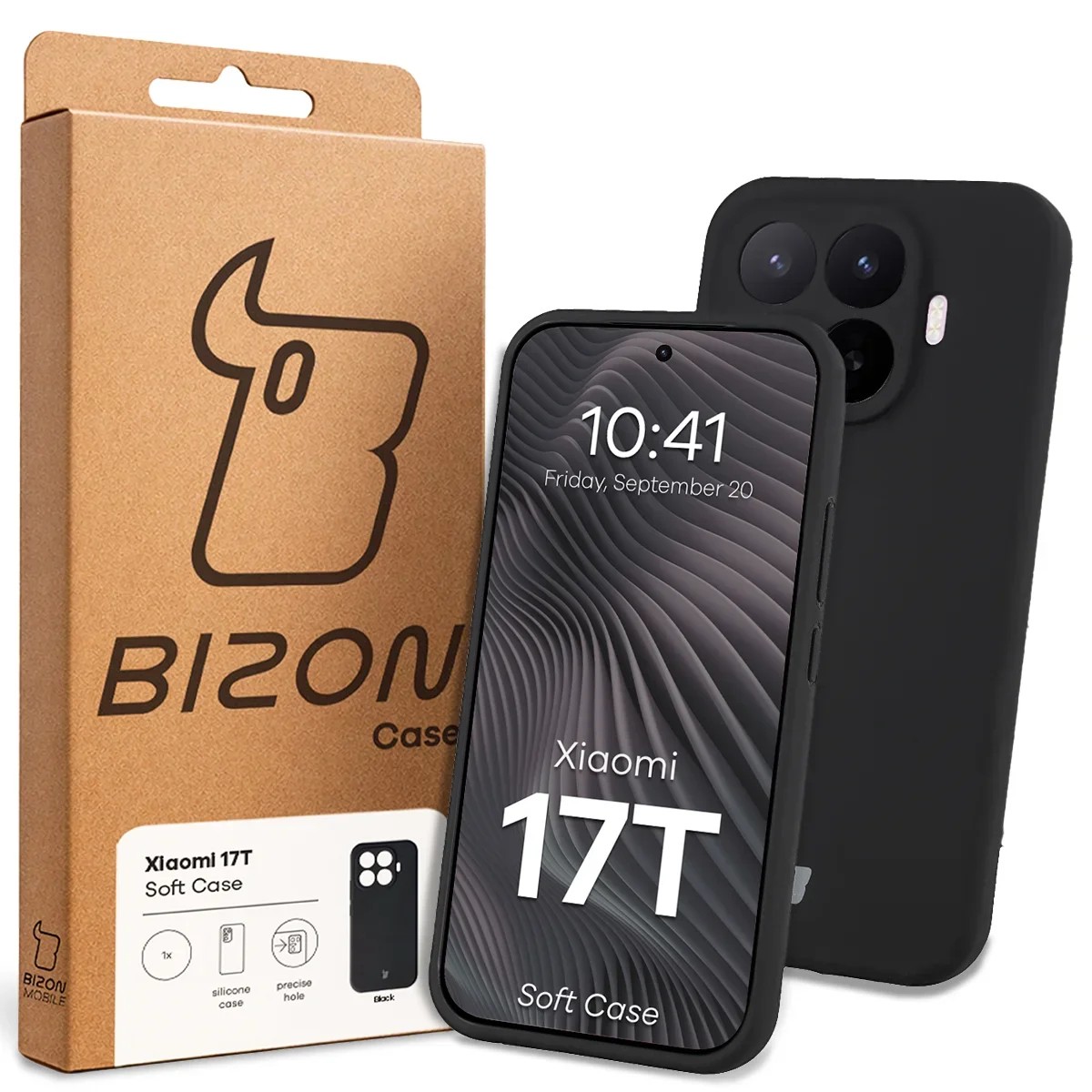 Front of the Bison Case box with a dedicated label for Xiaomi 17T