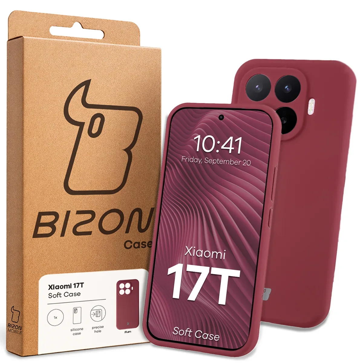 Front of the Bison Case box with a dedicated label for Xiaomi 17T
