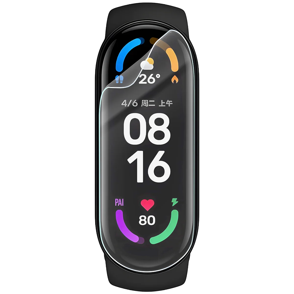 Bizon Watch Film HydroFlex hydrogel film for Xiaomi Mi Band 6 on the watch