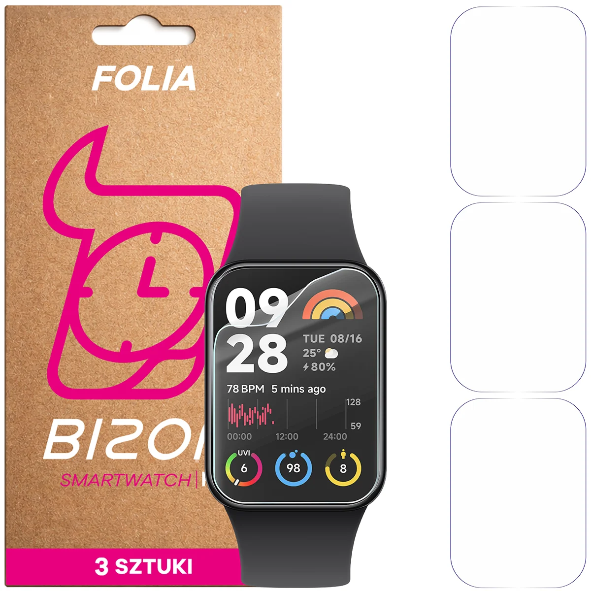 Folia hydrożelowa Bizon Watch Film HydroFlex dla Xiaomi Mi Band 8 Pro