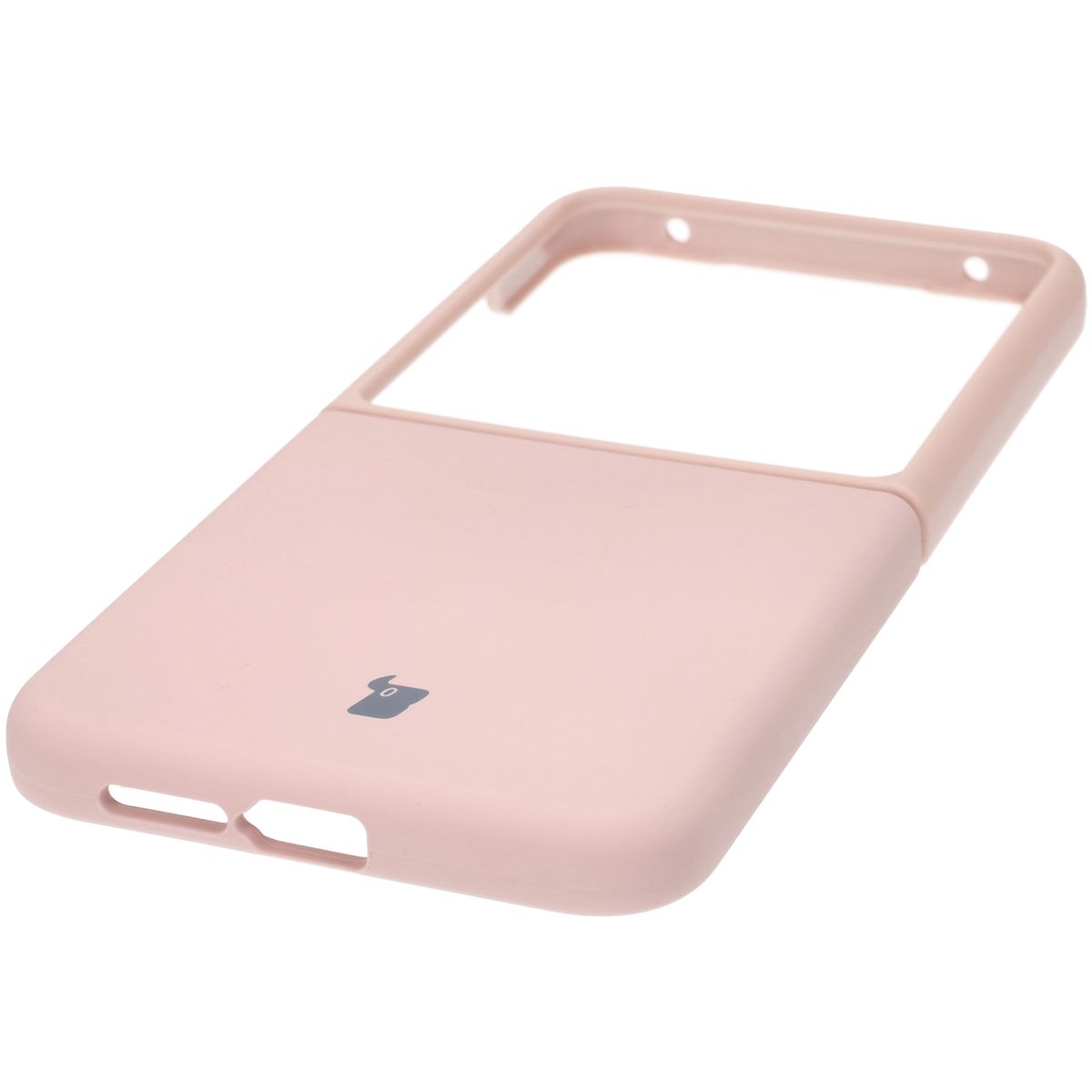 Close-up of precise cutouts and wireless charging capability in the Bizon Soft Case