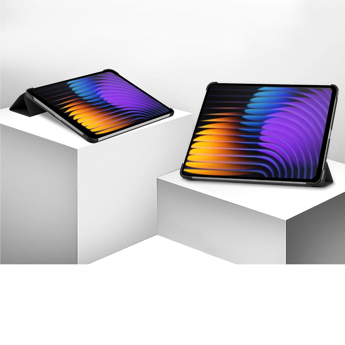 Bizon Case Tab Croc on stands set at two angles