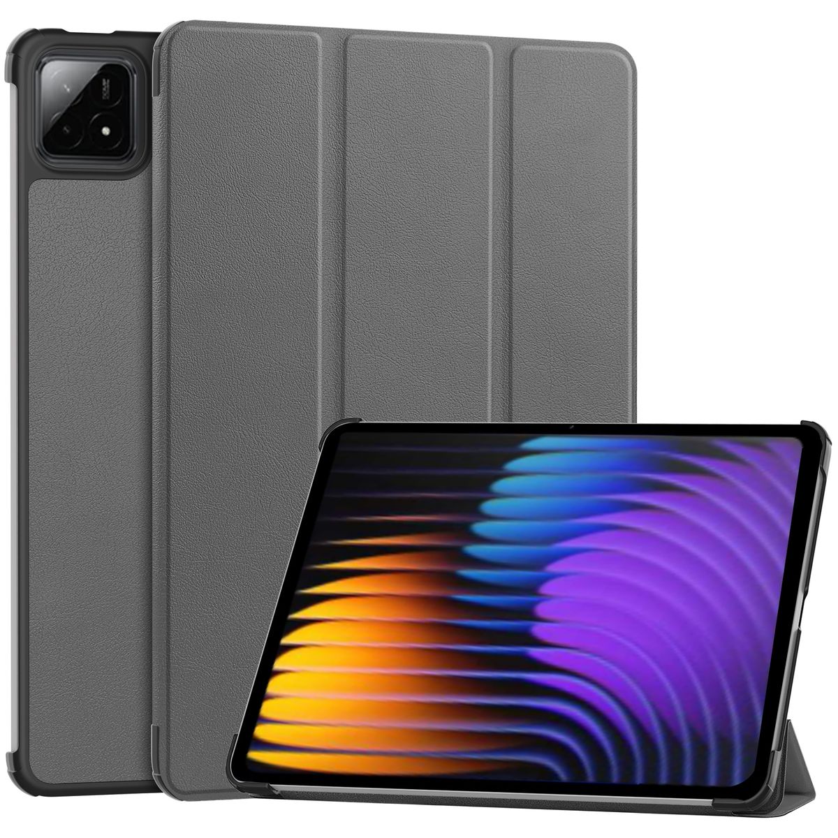 Husa cu clapetă Bizon Case Tab Croc pentru Xiaomi Pad 7 / 7 Pro, gri