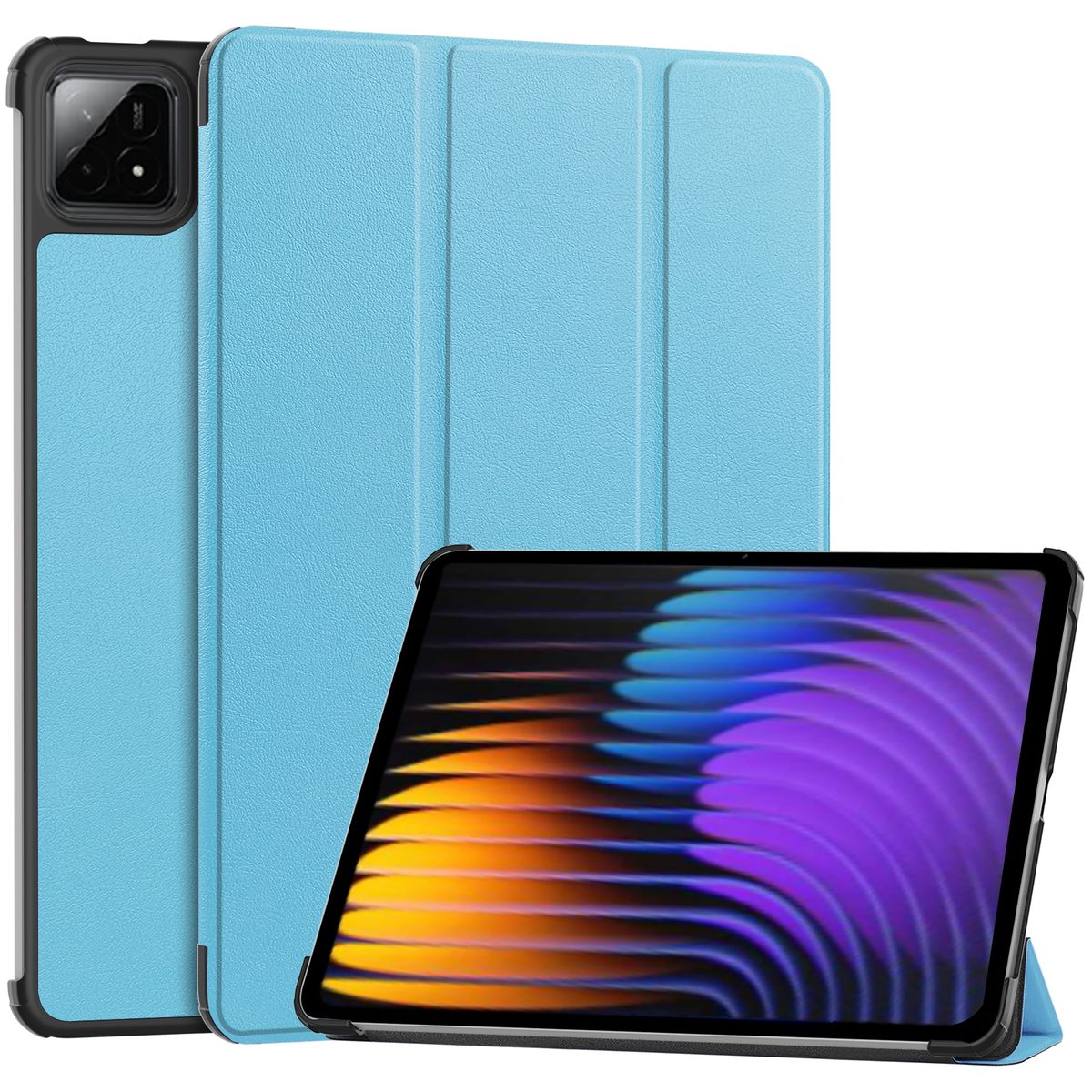 Husa cu clapetă Bizon Case Tab Croc pentru Xiaomi Pad 7 / 7 Pro, albastră