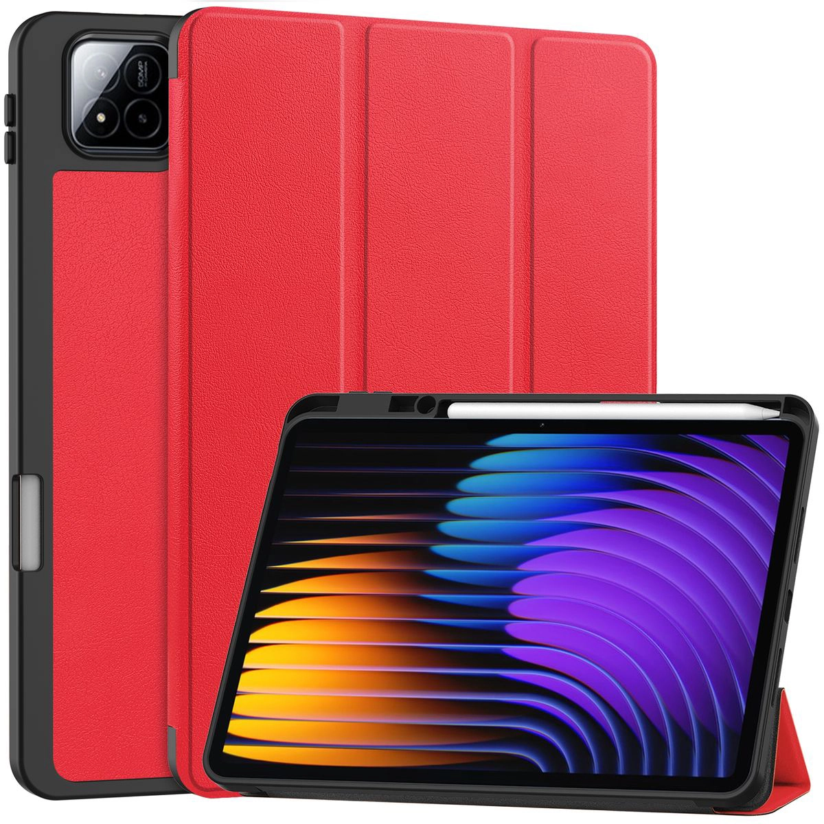 Etui z klapką Bizon Case Tab Croc do Xiaomi Pad 7 / 7 Pro, czerwone