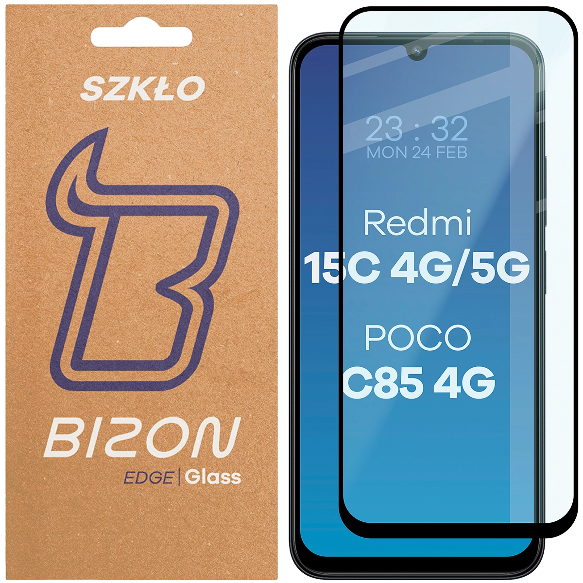 Szkło hartowane na cały ekran Bizon Glass Edge 2 dla Xiaomi Redmi 15C 4G / 5G / POCO C85 4G