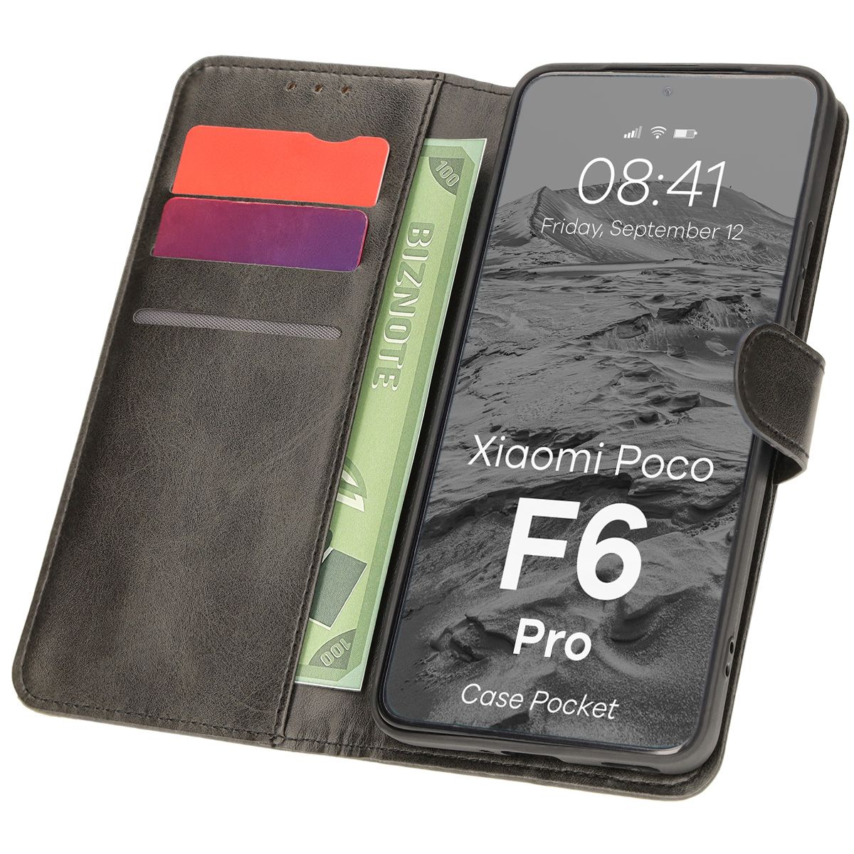 Husă cu clapetă Bizon Case Pocket pentru Xiaomi Poco F6 Pro