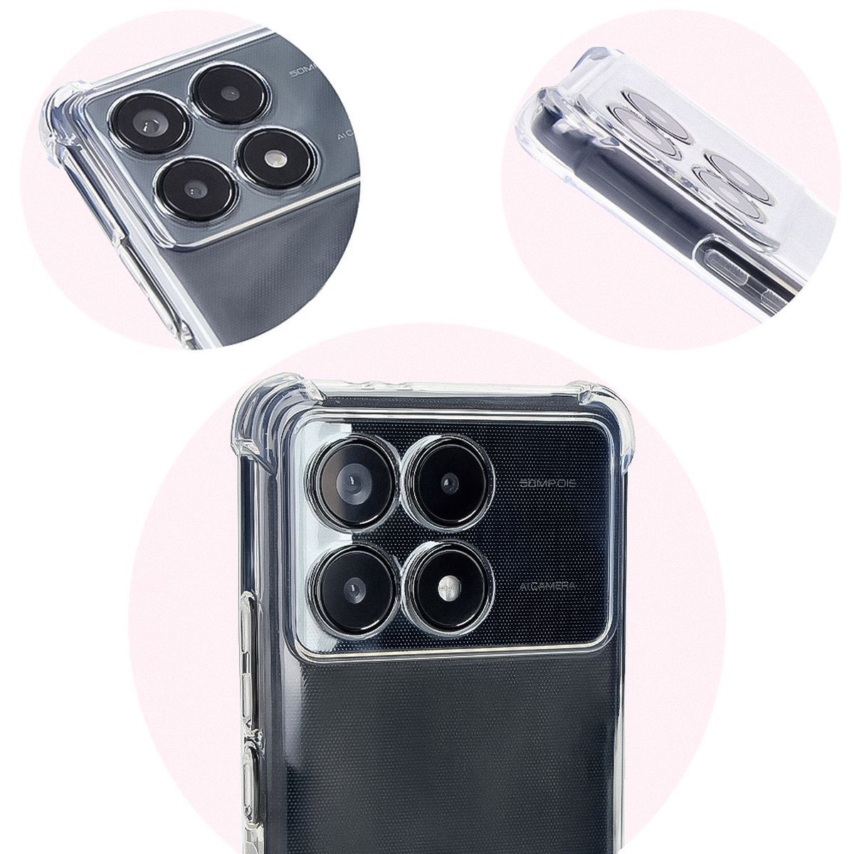 Reinforced corners, raised screen edges, and dotted texture in Bizon Case Salpa