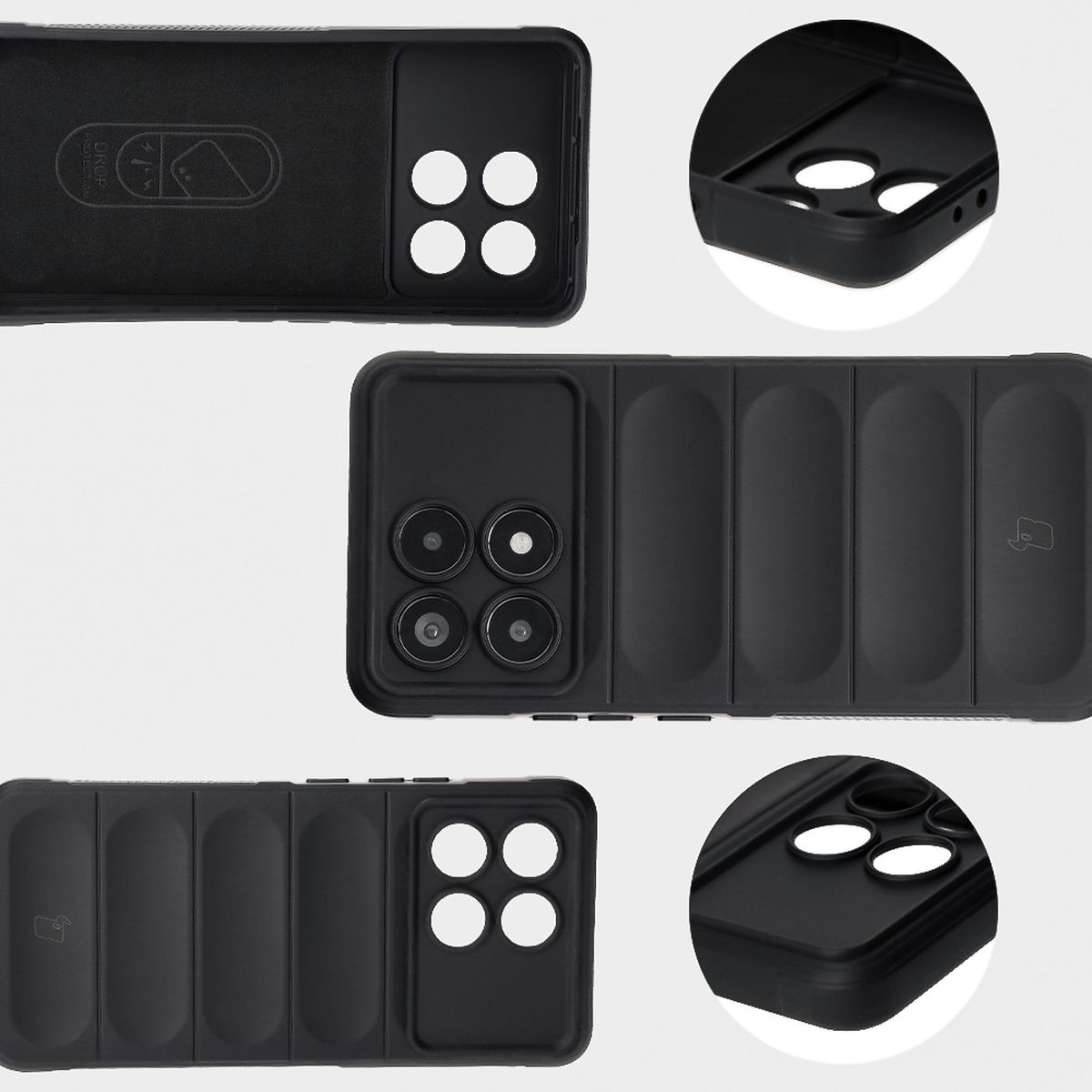 Microfiber lining, grooves on the back, and reinforced corners in Bizon Case Tur