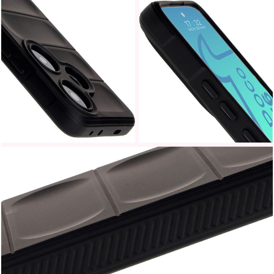 Textured sides and raised edges of the screen and camera in the Bison Case Tur